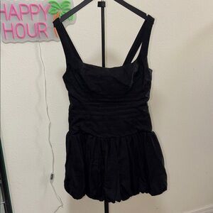 REFORMATION Black Sleeveless Bubble Hem Dress